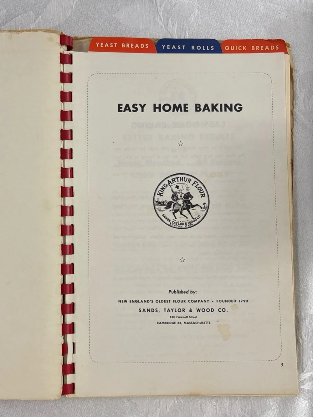 Vintage Easy Home Baking - King Arthur Flour - 1930 cookbook, Red, Spiral